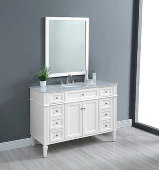 Home Living Vanity with Carrara White Marble Countertop, White, 48", Single Sink