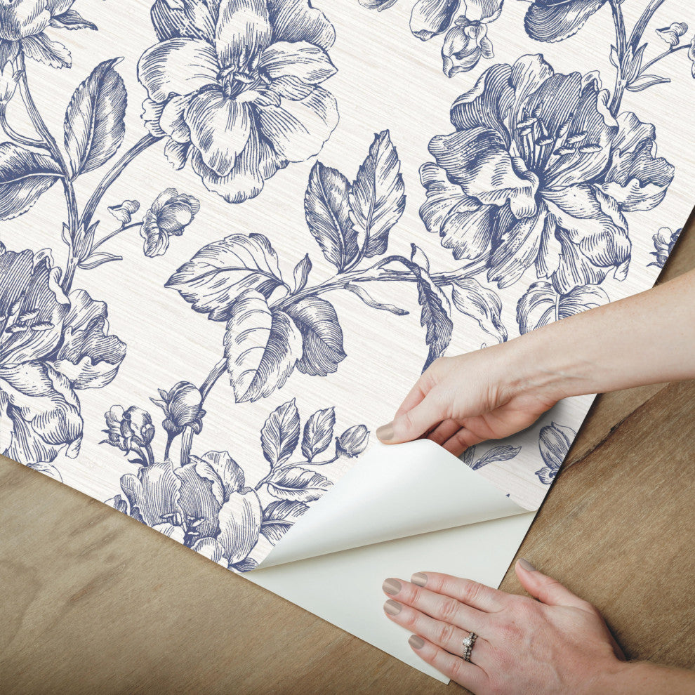 Blue Flower Girl Peel and Stick Wallpaper Blue By Roommates