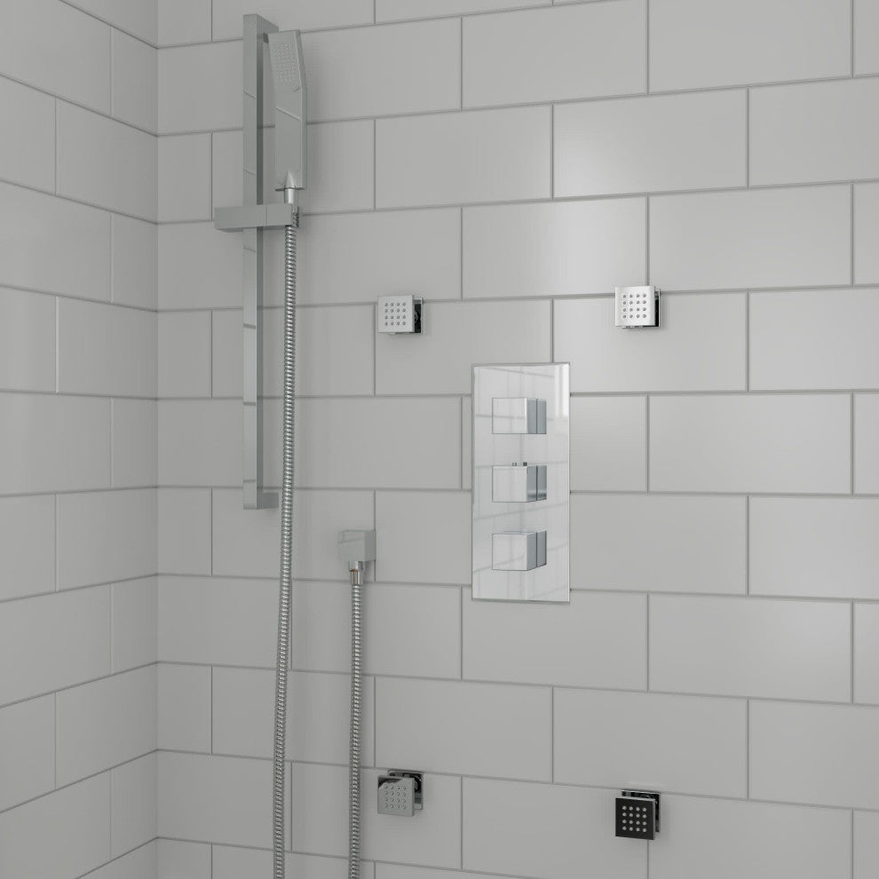 ALFI brand AB3820-BM Black Matte 2" Square Adjustable Shower Body Spray