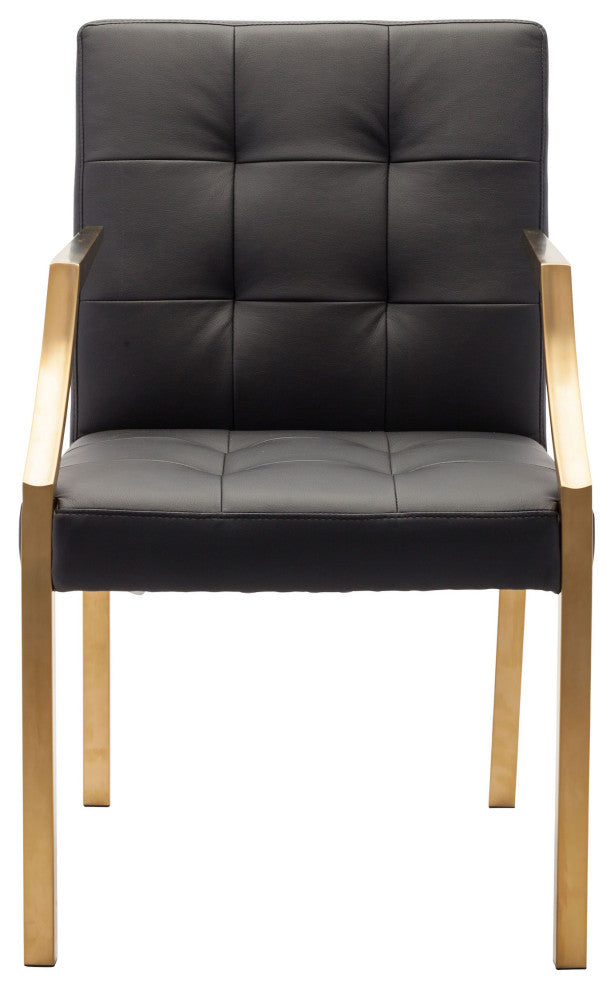 Alexia Dining Chair Brushed Gold, Black