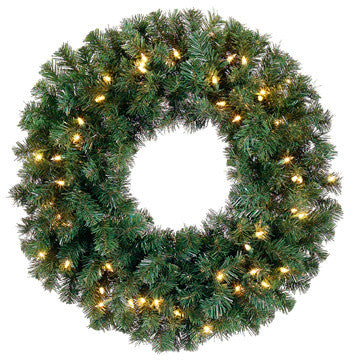 16" Pre-Lit Deluxe Windsor Pine Artificial Christmas Wreath, Clear Lights