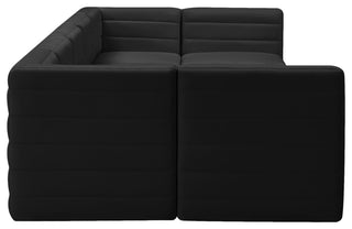 Quincy Velvet Upholstered 7-Piece U-Shaped Modular Sectional, Black