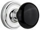 Classic Rosette Passage Black Porcelain Knob, Bright Chrome