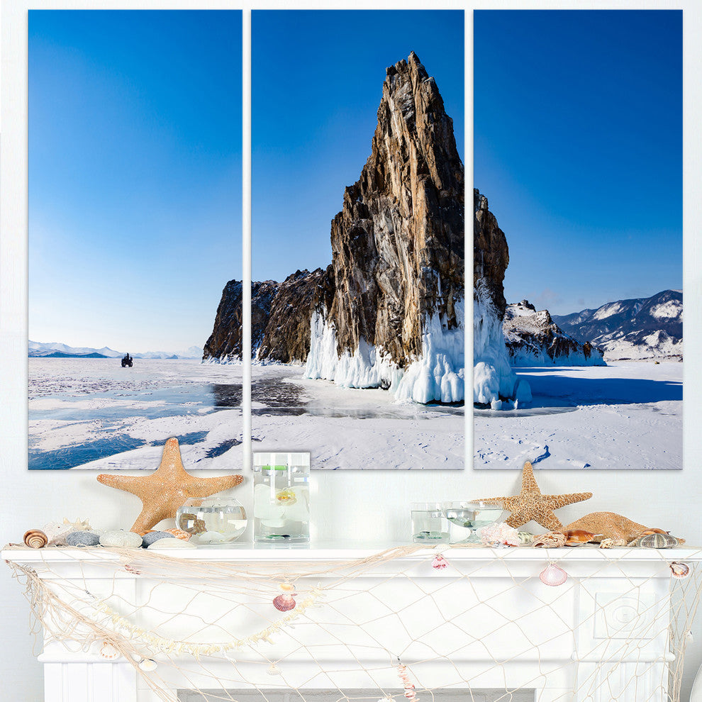 "Winter Lake Baikal Panorama" Metal Wall Art, 3 Panels, 36"x28"