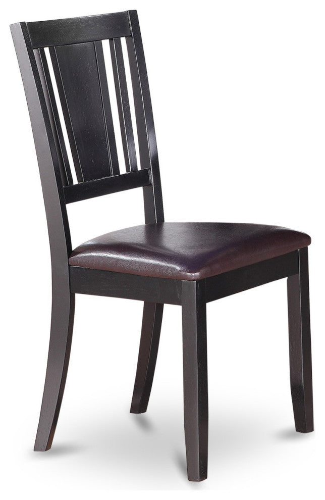 Dudley Dining Chair With Faux Leather Upholstered Seat In Black- Set Of 2