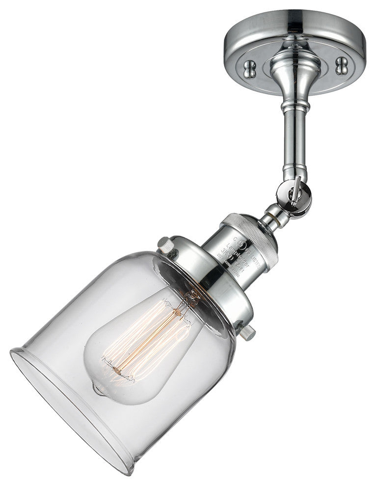 Small Bell 5" Semi-Flush Mount, Polished Chrome, Glass: Clear