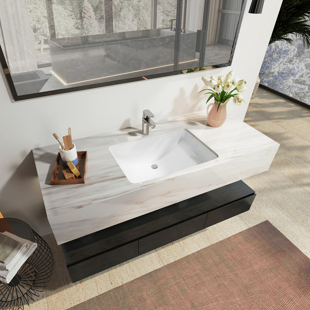 Sinber 21" Undermount Bathroom Sink with Overflow Ceramic C1312-OL