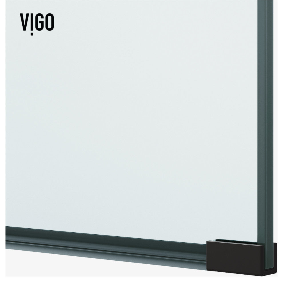 VIGO Arden 34" W x 78" H Framed Fixed Shower Screen, Semi Grid, Clear Glass, Matte Black