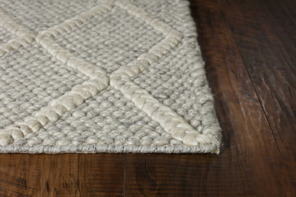 HomeRoots 9'x13' Grey Hand Woven Diamond Pattern Indoor Area Rug