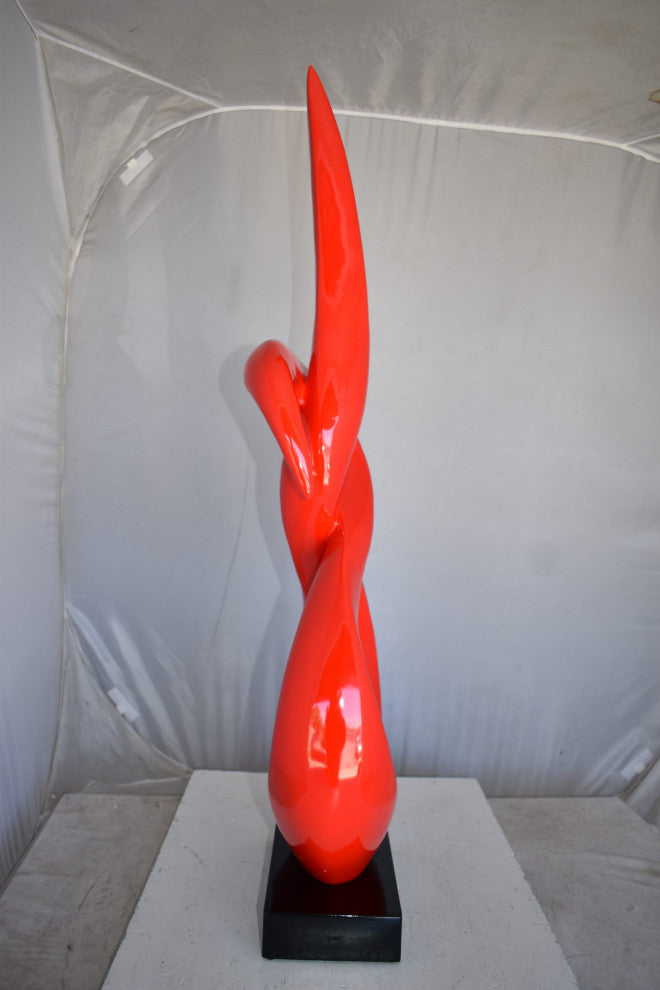 Modern Art Red Eternity Sculpture Made of Resin on A Base Size: 13" x 7" x 42"