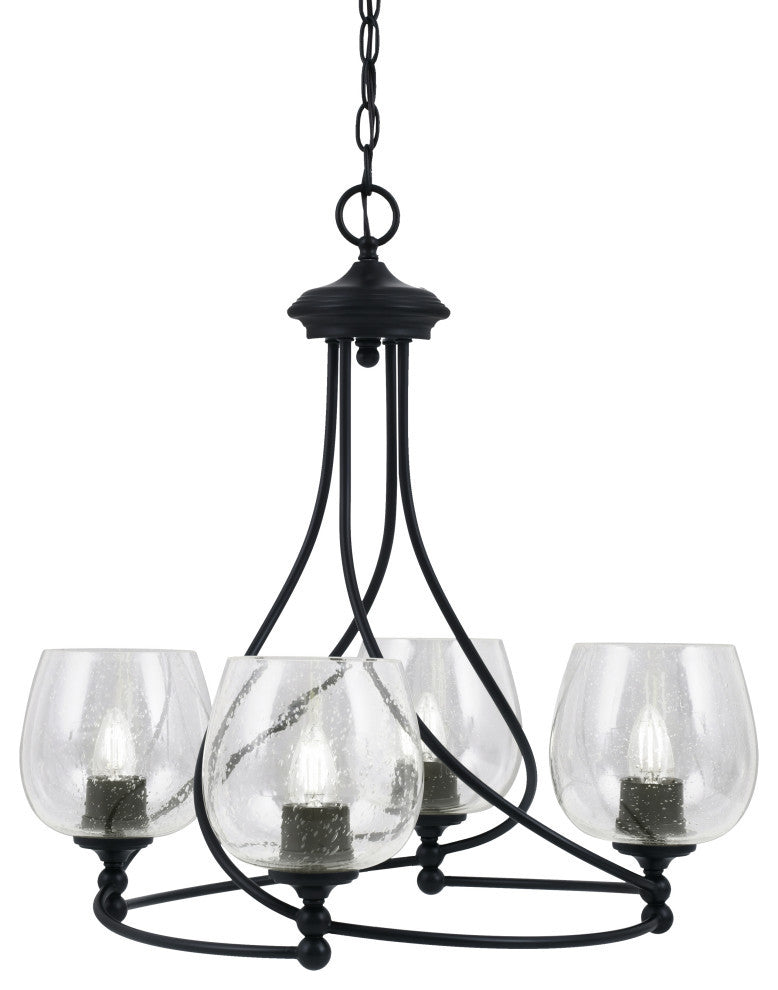 Capri 4-Light Chandelier, Matte Black/Clear Bubble