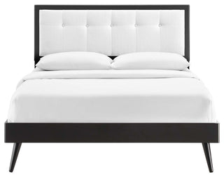 Willow King Wood Platform Bed With Splayed Legs Black White