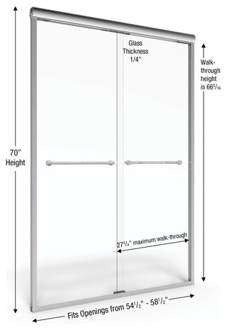 Miseno MSDFVR5412581270 Forever 70"H x 56" - 58-1/2"W Sliding - Brushed Nickel