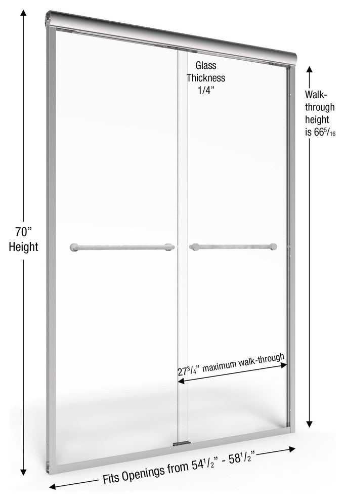Miseno MSDFVR5412581270 Forever 70"H x 56" - 58-1/2"W Sliding - Brushed Nickel