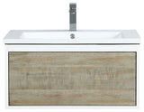 Scopi 30 Rustic Acacia Vanity, Acrylic Top With Sink, Gun Metal Faucet Set