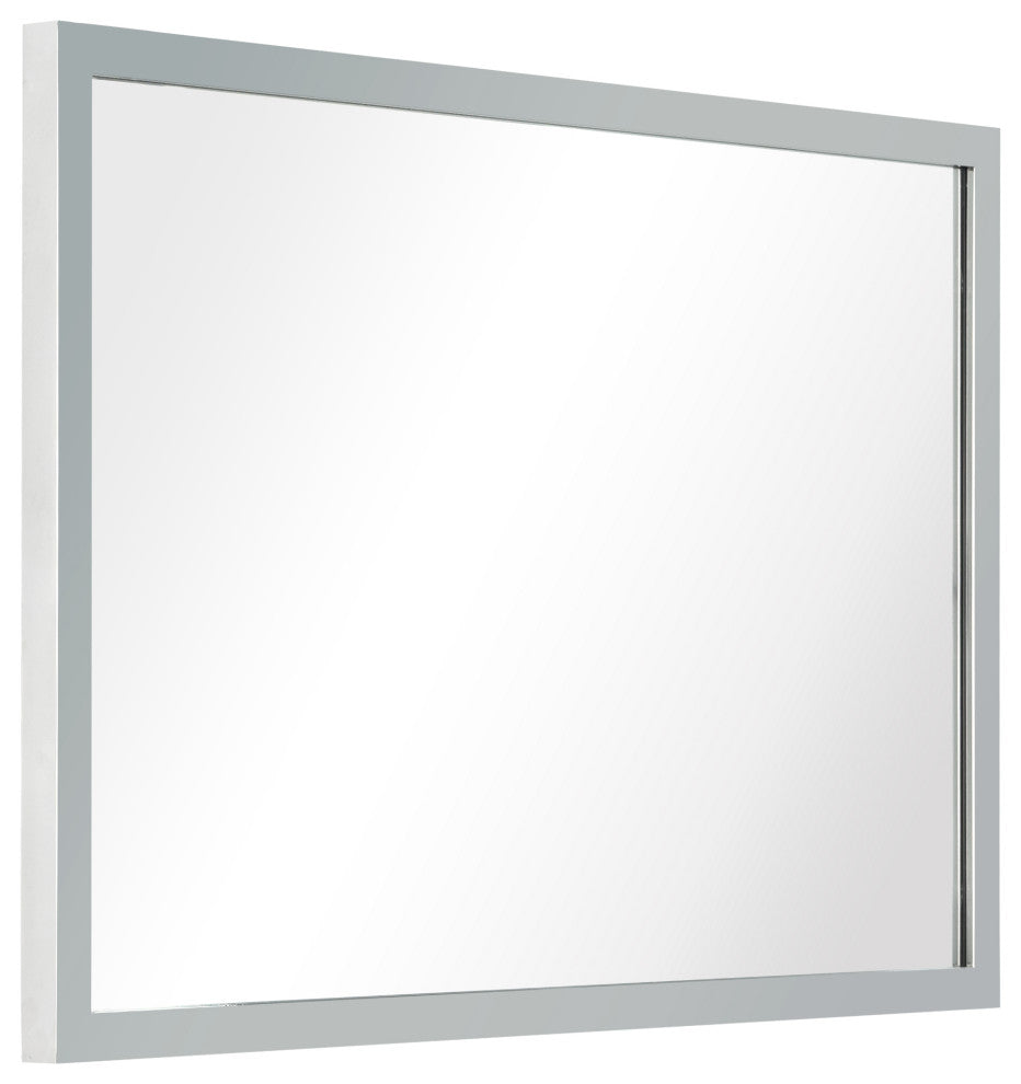 Contempo Stainless Steel Gold Wall Mirror, Polished Silver, 20"x30"