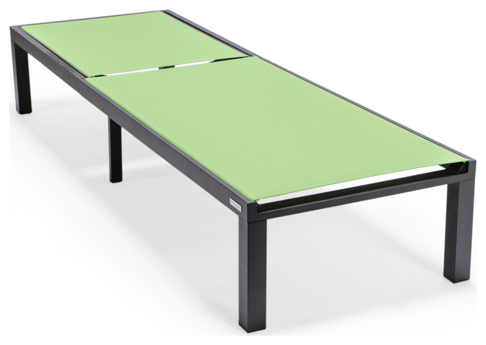LeisureMod Marlin Patio Chaise Lounge Chair With Black Frame, Green