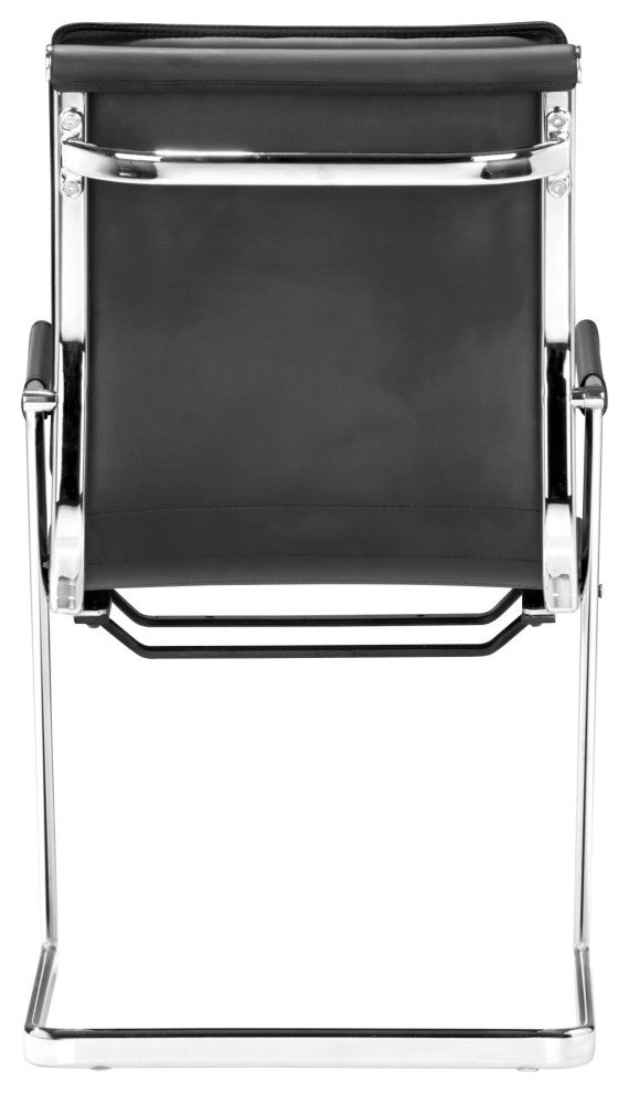 Office Chair, Set of 2, Faux Vinyl Leather, Steel, Black, Silver, Home Business