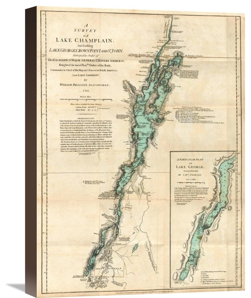 A Survey, Lake Champlain, Lake George, Crown Point And St. John, 1776, 16"x22"