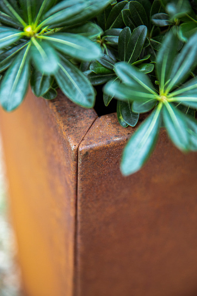 Metallic Series Corten Steel Pedestal Planter, Short