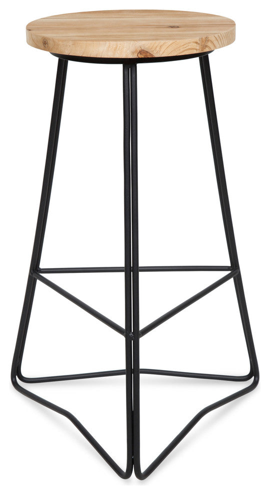 Godwin Counter Height Bar Stool, Natural/Black 14.5x14.5x25