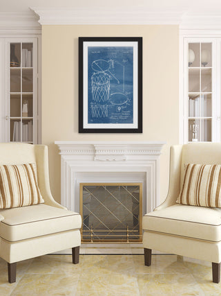 "Basketball Hoop 1925 Blueprint" Framed Painting Print