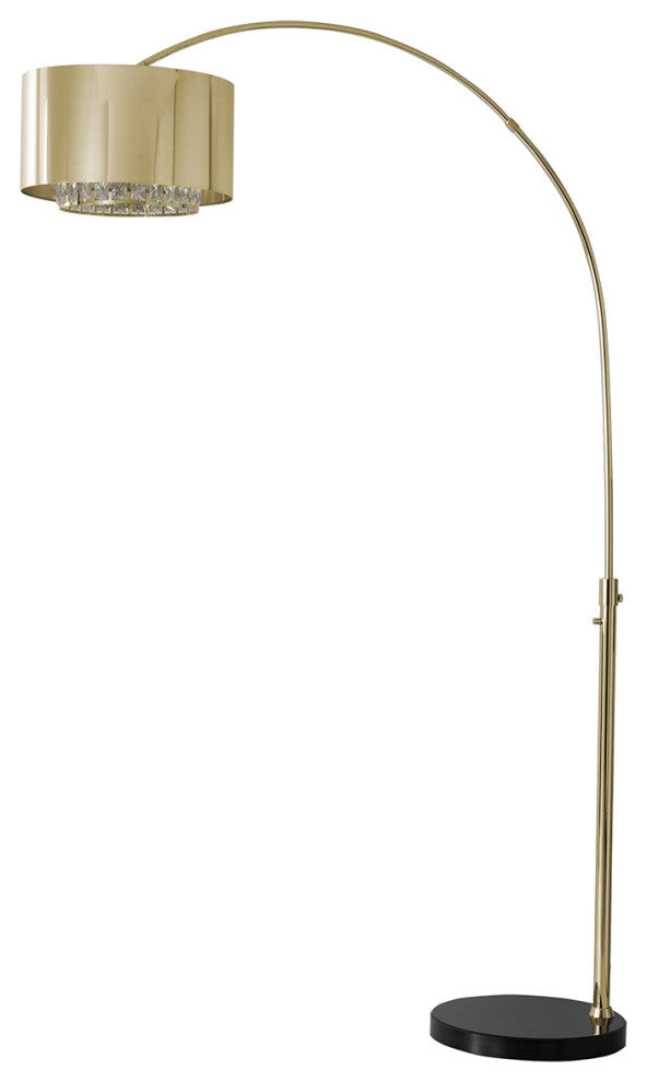 Marilyn 1 Light Arc Floor Lamp - Weathered Brass, Rotary Switch, Marble Base