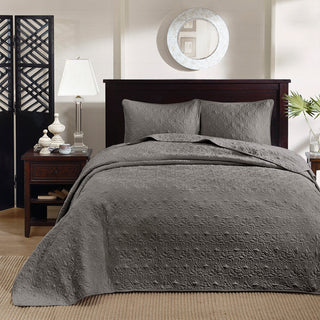 Madison Park Quebec Reversible Bedspread Set, Dark Grey
