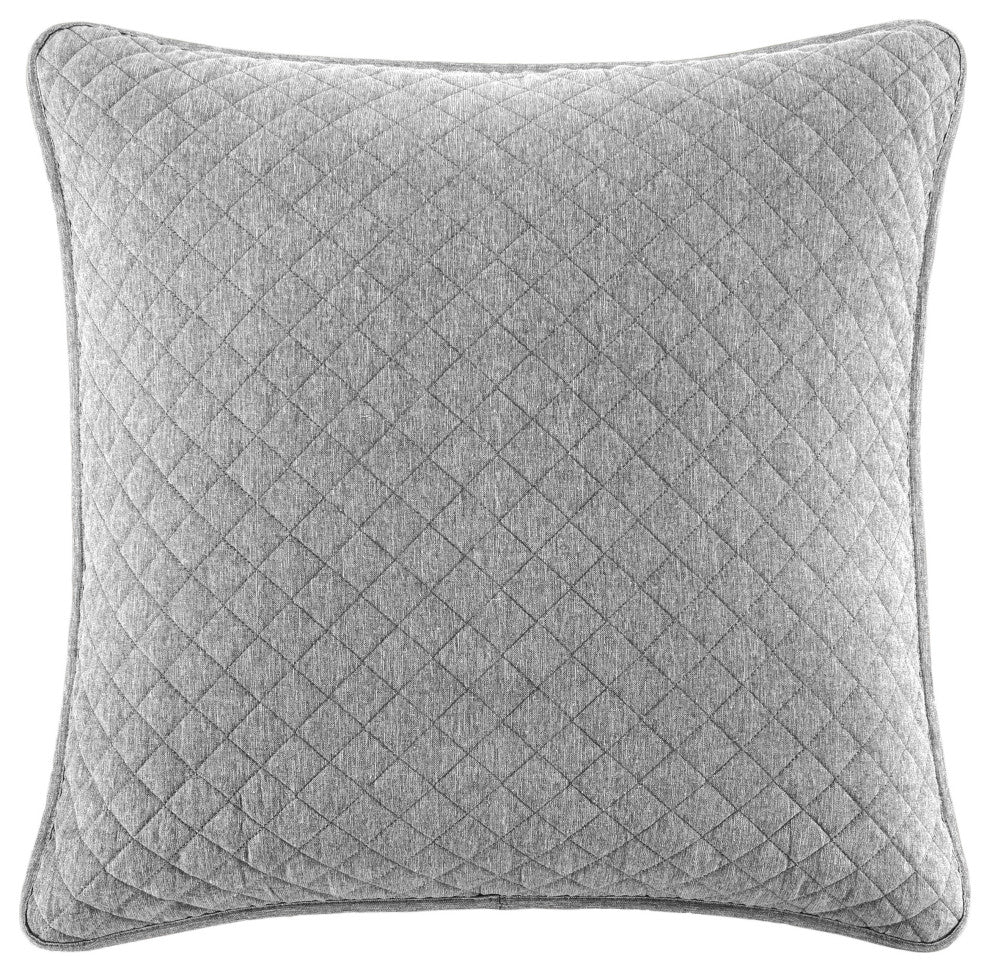 Anna Diamond Quilted Euro Sham, 27"x27", 1 Piece, Gray