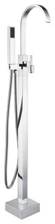 Floor Mount Bathtub Faucet with Hand Shower, Chrome
