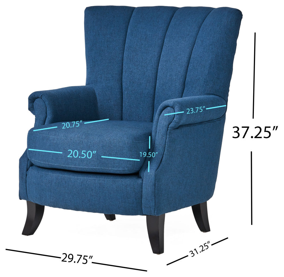 GDF Studio Ezra Classic Fabric Club Chair, Navy Blue
