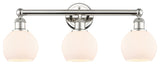 Athens 3-Light 24" Bath Vanity Light, Polished Nickel, Matte White