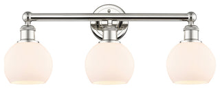 Athens 3-Light 24" Bath Vanity Light, Polished Nickel, Matte White