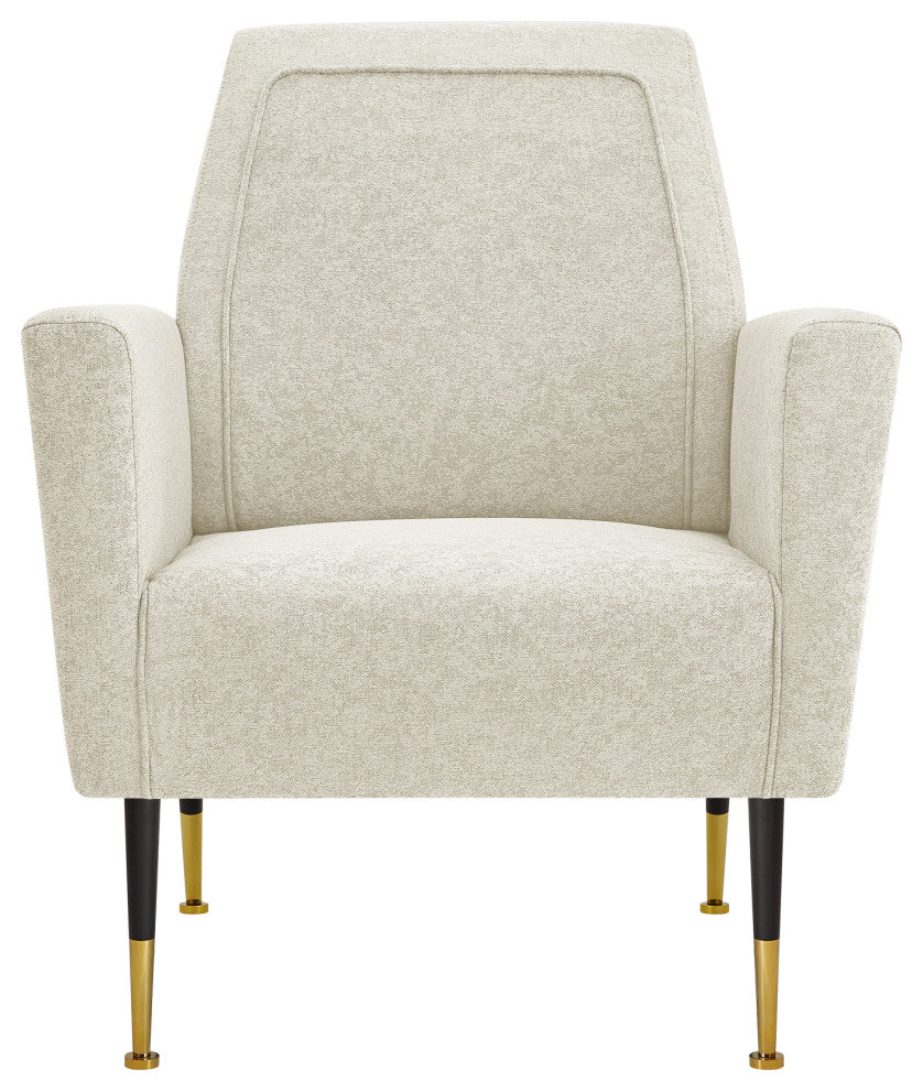 Inspired Home Holt Accent Chair Velvet/Linen 30Lx32Wx36H, Beige