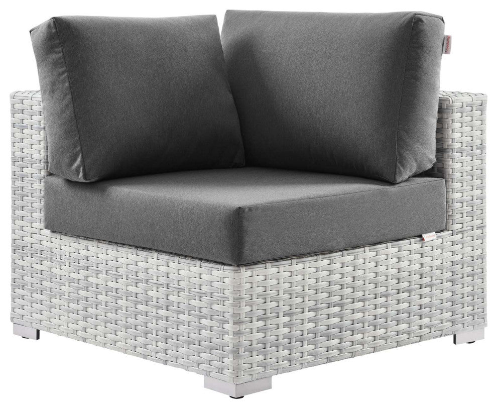 Convene Outdoor Patio Corner Chair Light Gray Charcoal