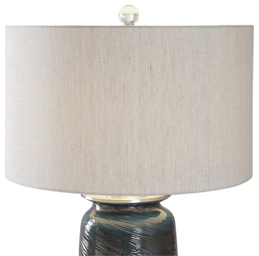 Uttermost Olesya Swirl Glass Iron and Crystal Table Lamp in Ocean Blue