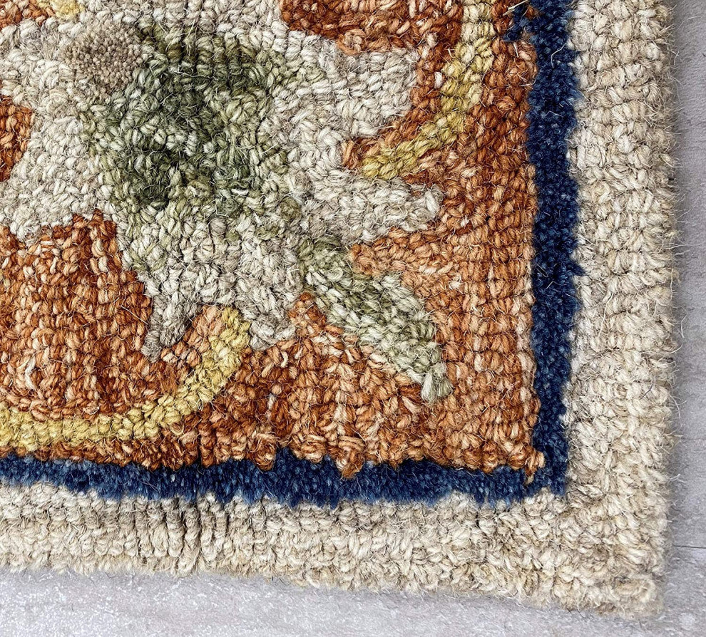 7" x 9" Beige Traditional Floral Vines Area Rug