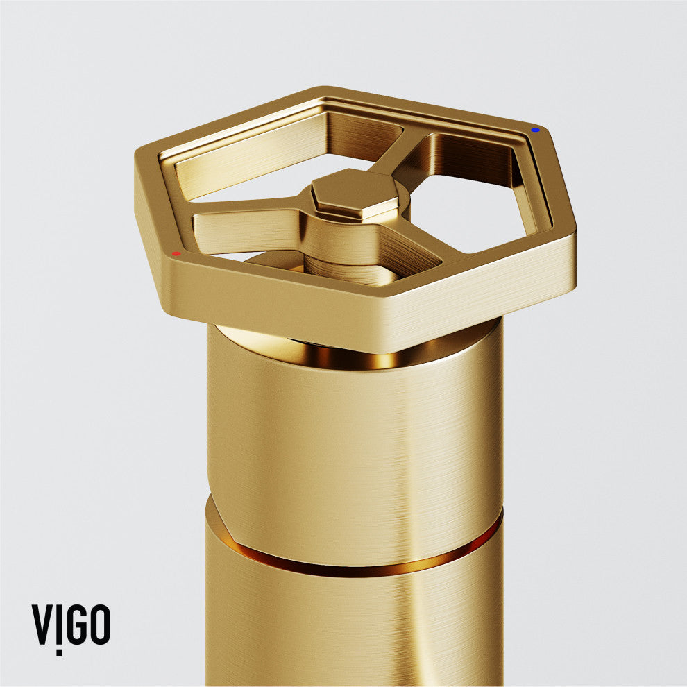 VIGO Ruxton 8" H Single Handle Single Hole Bathroom Faucet, Matte Brushed Gold, Without Extras