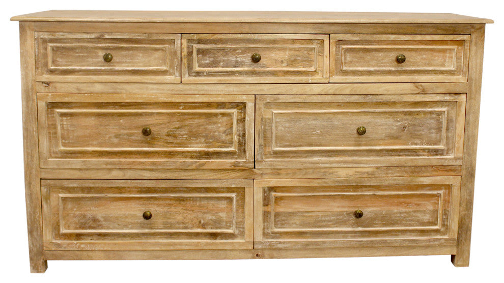 Jenna 7-Drawer Solid Wood Dresser, Natural Finish