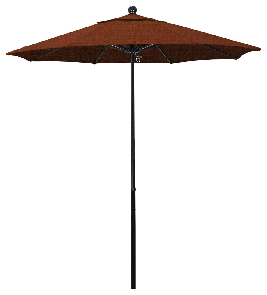 7.5'  Black Push Lift Fiberglass Umbrella, Terracotta Olefin