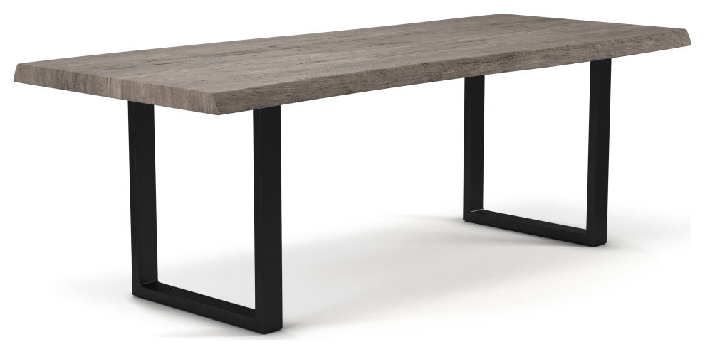 Brooks Dining Table, Sandblasted Gray, Black, 40"x79", U-Base