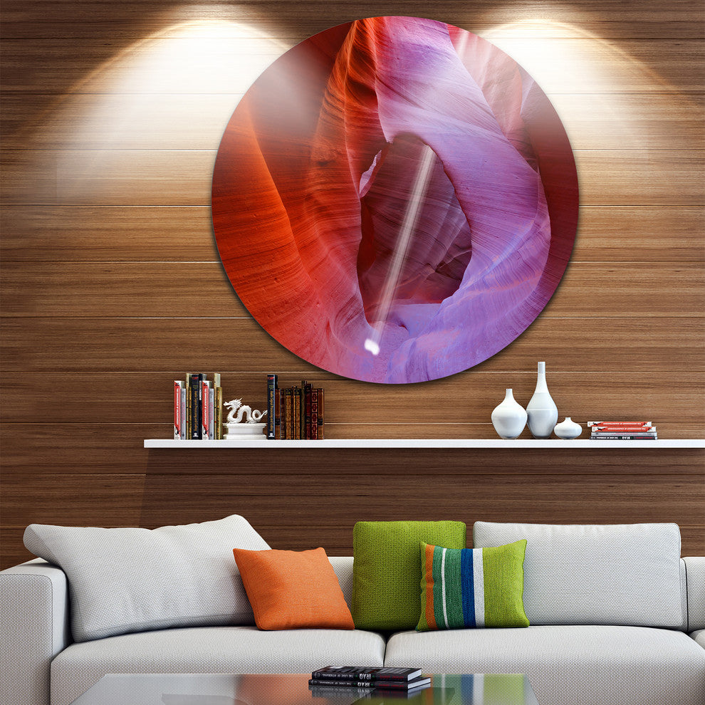 Red Orange Antelope Canyon, Landscape Photo Disc Metal Wall Art, 38"