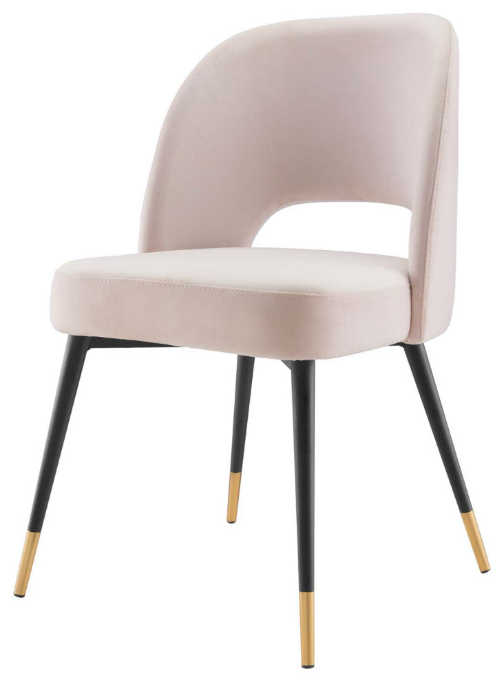 Side Dining Chair, Set of 2, Velvet, Pink, Modern, Bistro Restaurant Hospitality