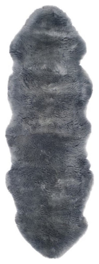 Safavieh Sheepskin Shag 2' X 6' Natural Sheep Skin Rug in Steel Blue