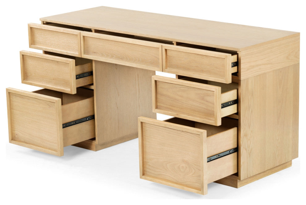 Safavieh Couture Zeus 7 Drawer Wood Desk, Natural