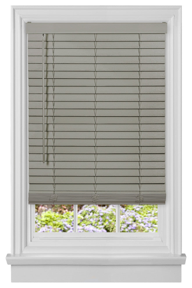 Cordless GII Madera Falsa 2" Faux Wood Plantation Blind 45x64, Gray
