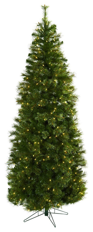 7.5' Cashmere Slim Christmas Tree With Clear Lights, Green