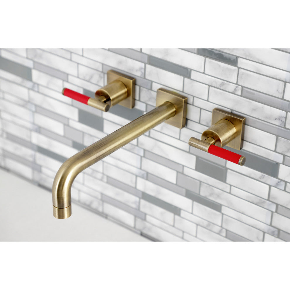 KS6023CKL Wall Mount Tub Faucet, Antique Brass