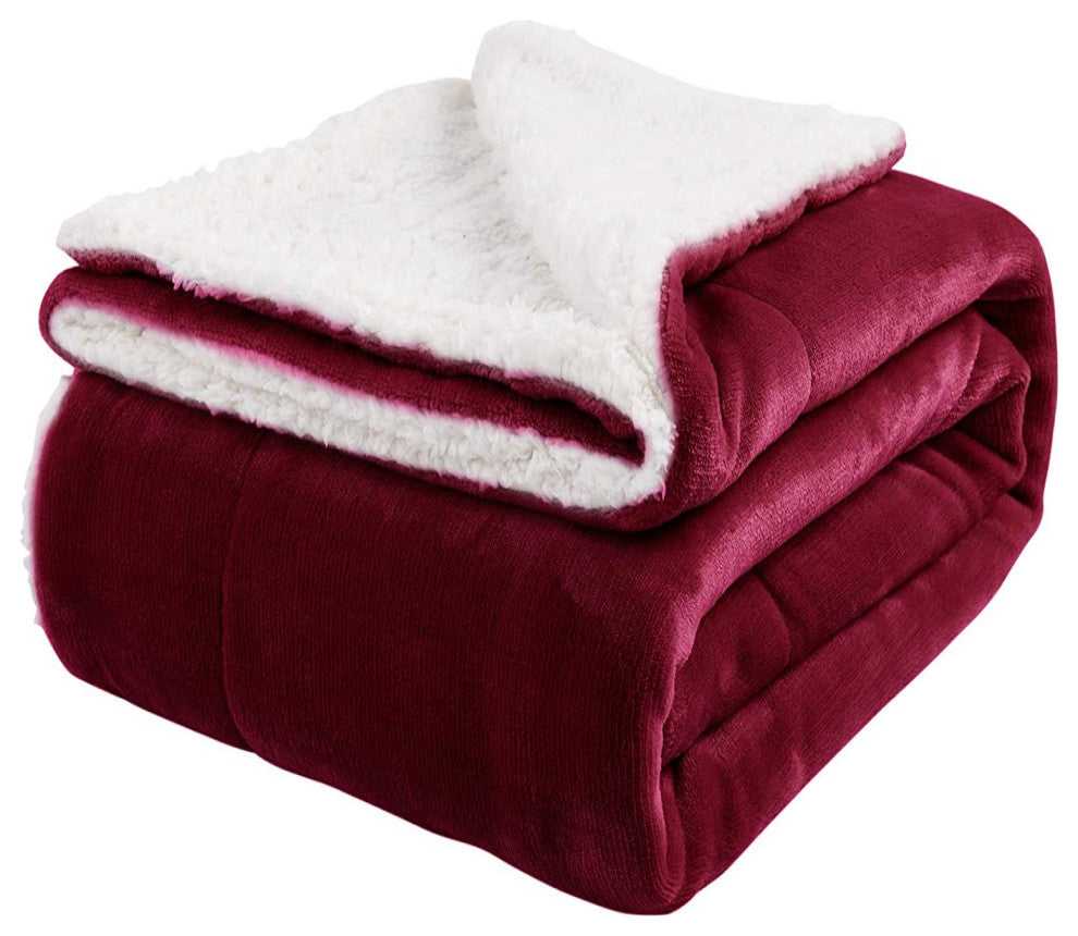 Tache Holiday Red Super Soft Warm Sherpa Micro Fleece Throw Blanket, 50"x60"
