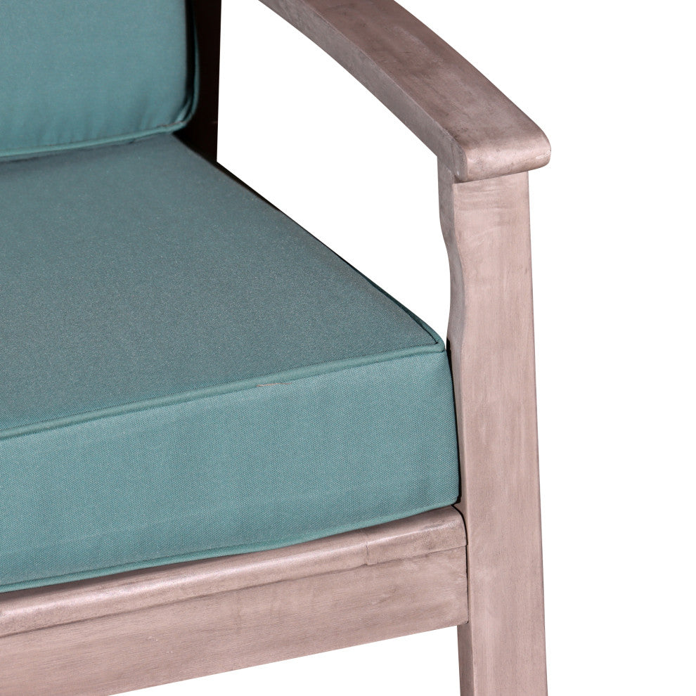 DTY Outdoor Living Longs Peak Eucalyptus Loveseat w/ Cushion, Silver Gray, Sage